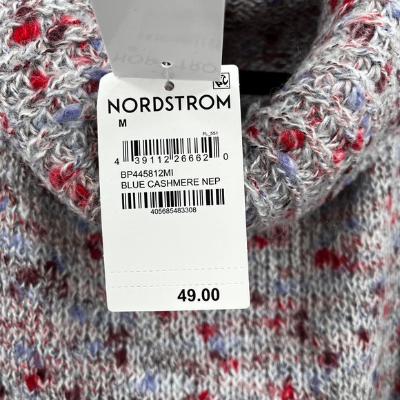 Nordstrom BP Blue Cashmere Nep Slouchy Confetti Cowl Neck Sweater in Medium NWT - Picture 6 of 9